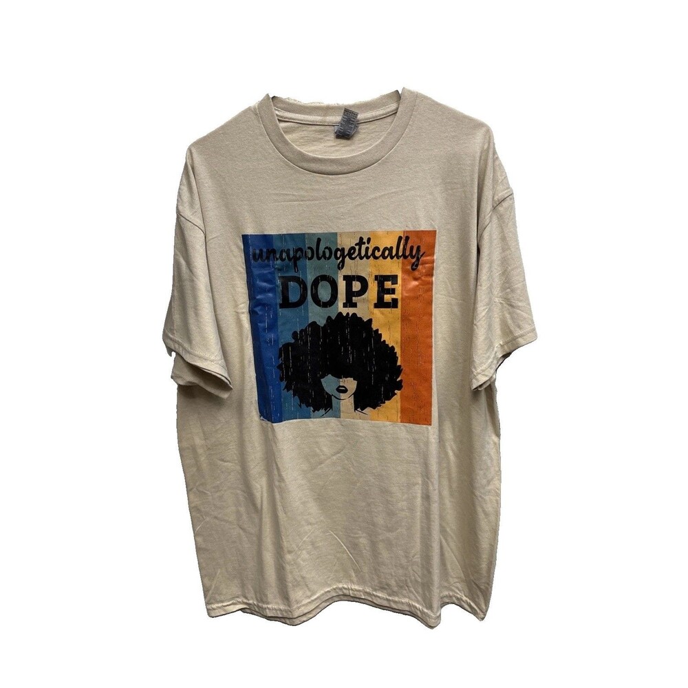 Gildan Unapologetically Dope Graphic Women T-shirt XL Heavy Cotton Beige